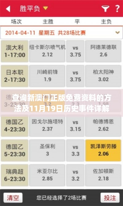 查詢(xún)新澳門(mén)正版免費資料的方法及11月19日歷史事件詳解_PES7.80.66銳意版