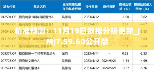 精準預測：11月19日數據分析更新_JMJ7.59.60公開(kāi)版