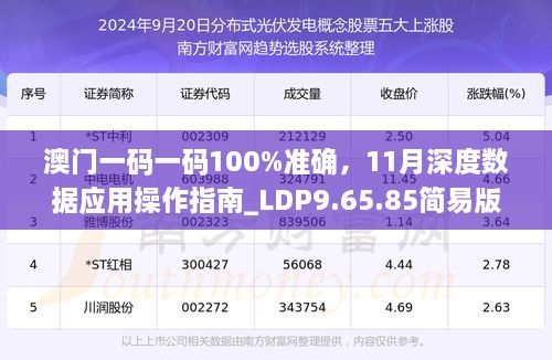 澳門(mén)一碼一碼100%準確，11月深度數據應用操作指南_LDP9.65.85簡(jiǎn)易版