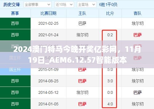 2024澳門(mén)特馬今晚開(kāi)獎億彩網(wǎng)，11月19日_AEM6.12.57智能版本