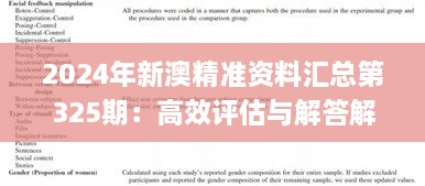 2024年新澳精準資料匯總第325期：高效評估與解答解析方案_JIR6.54.46創(chuàng  )新版