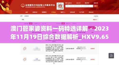 澳門(mén)管家婆資料一碼特選詳解 - 2023年11月19日綜合數據解析_HXV9.65.79全球版