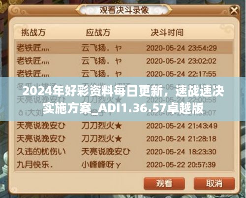 2024年好彩資料每日更新，速戰速決實(shí)施方案_ADI1.36.57卓越版