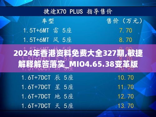2024年香港資料免費大全327期,敏捷解釋解答落實(shí)_MIO4.65.38變革版