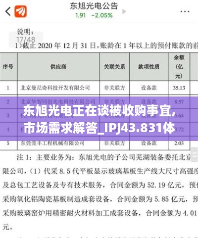 東旭光電正在談被收購事宜,市場(chǎng)需求解答_IPJ43.831體現版