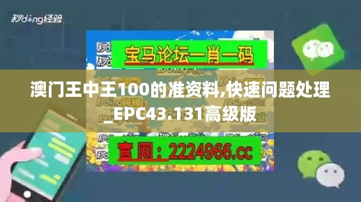 澳門(mén)王中王100的準資料,快速問(wèn)題處理_EPC43.131高級版