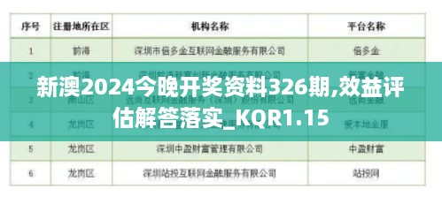 新澳2024今晚開(kāi)獎資料326期,效益評估解答落實(shí)_KQR1.15