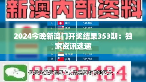 2024今晚新澳門(mén)開(kāi)獎結果353期：獨家資訊速遞