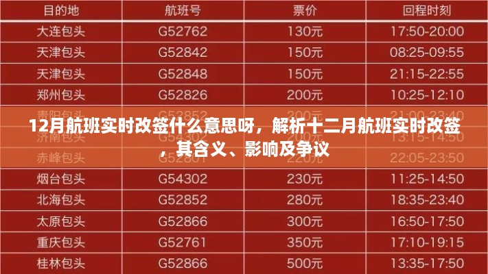 12月航班實(shí)時(shí)改簽詳解，含義、影響與爭議