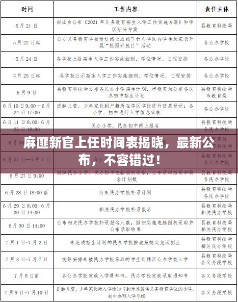 麻匪新官上任時(shí)間表揭曉，最新公布，不容錯過(guò)！