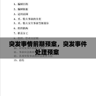 突發(fā)事情前期預案，突發(fā)事件處理預案 