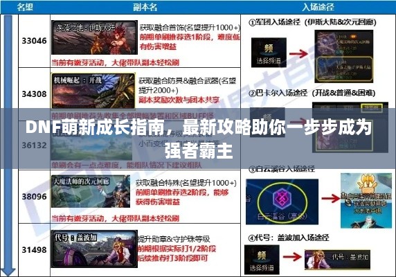 DNF萌新成長(cháng)指南，最新攻略助你一步步成為強者霸主